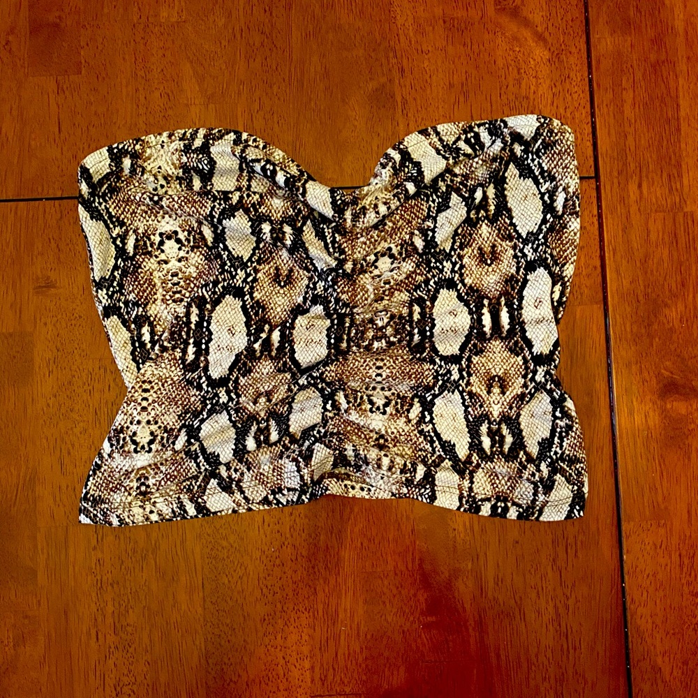 CANDIE’S REPTILE PRINT cropped tube top. Size S.